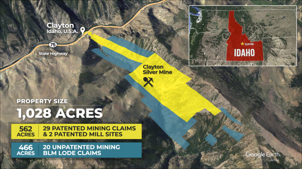 Clayton Silver Mine & Clayton Silver Project Claim Map in Idaho USA