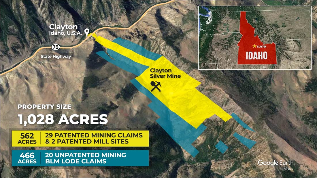 Clayton Silver Mine Claim Map-Idaho USA